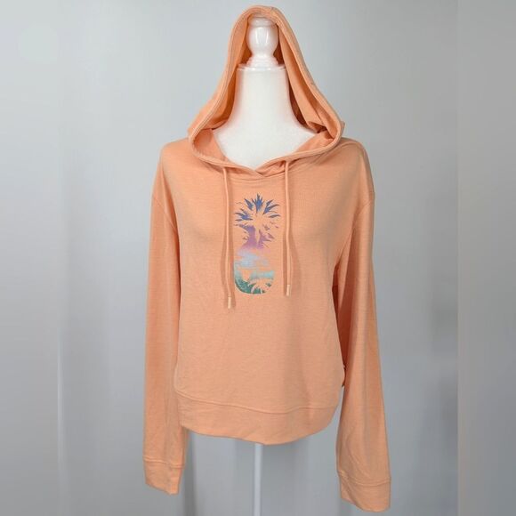 Reel Life Women's Peach Pink Long Sleeve Pineapple Margarita Hoodie Sweater XXL - Picture 1 of 6